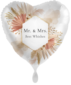 Folienballon - Mr & Mrs best wishes - ø 43cm